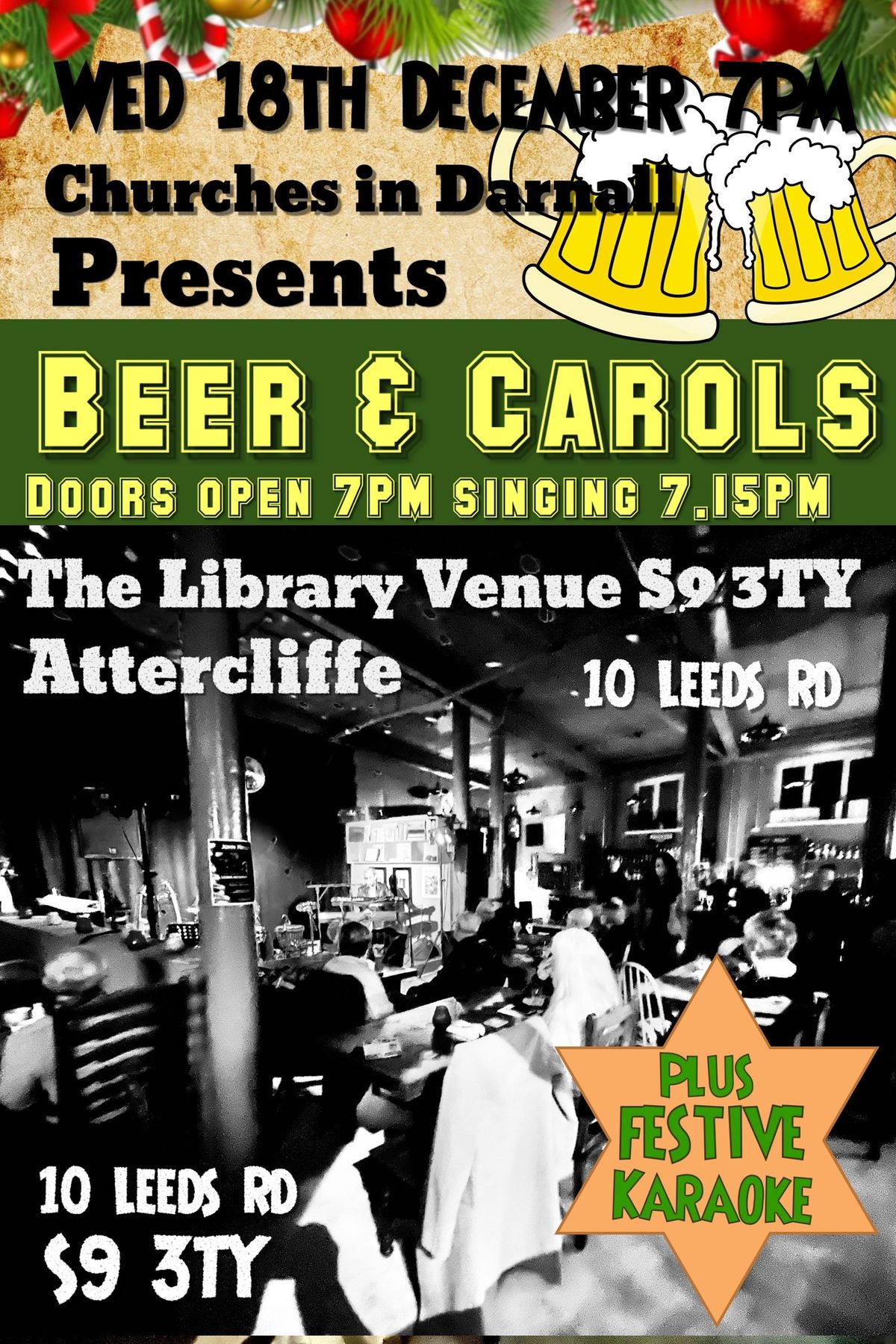 Beer and carols at the library Venue 