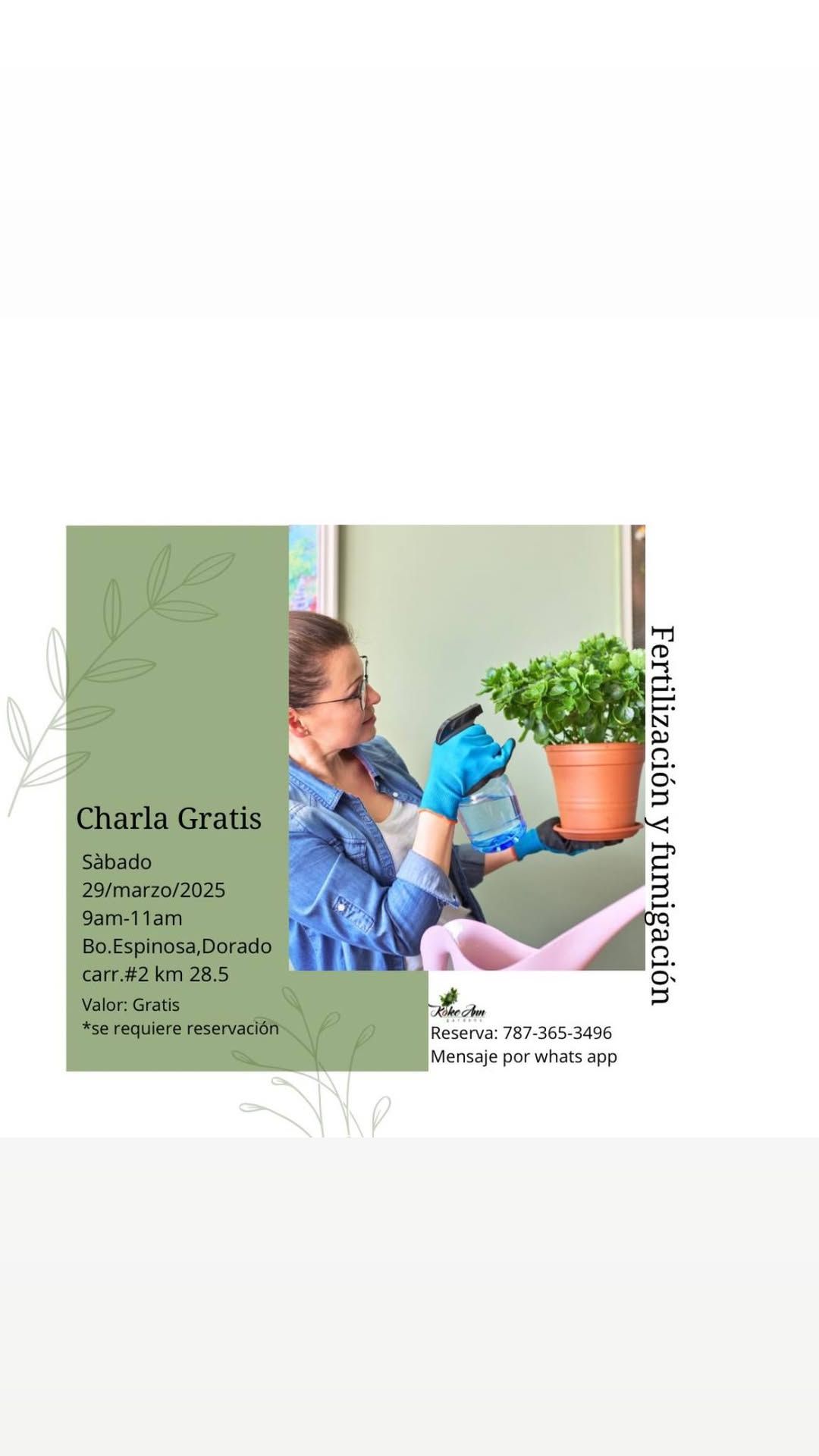 Charla Gratis: Fertilizaci\u00f3n y Fumigaci\u00f3n para tus plantas 