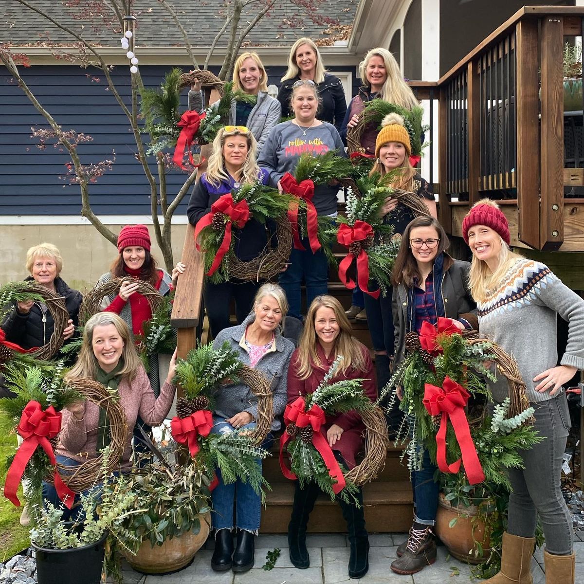 Festive Fresh Evergreen and Magnolia Wreath Workshop 