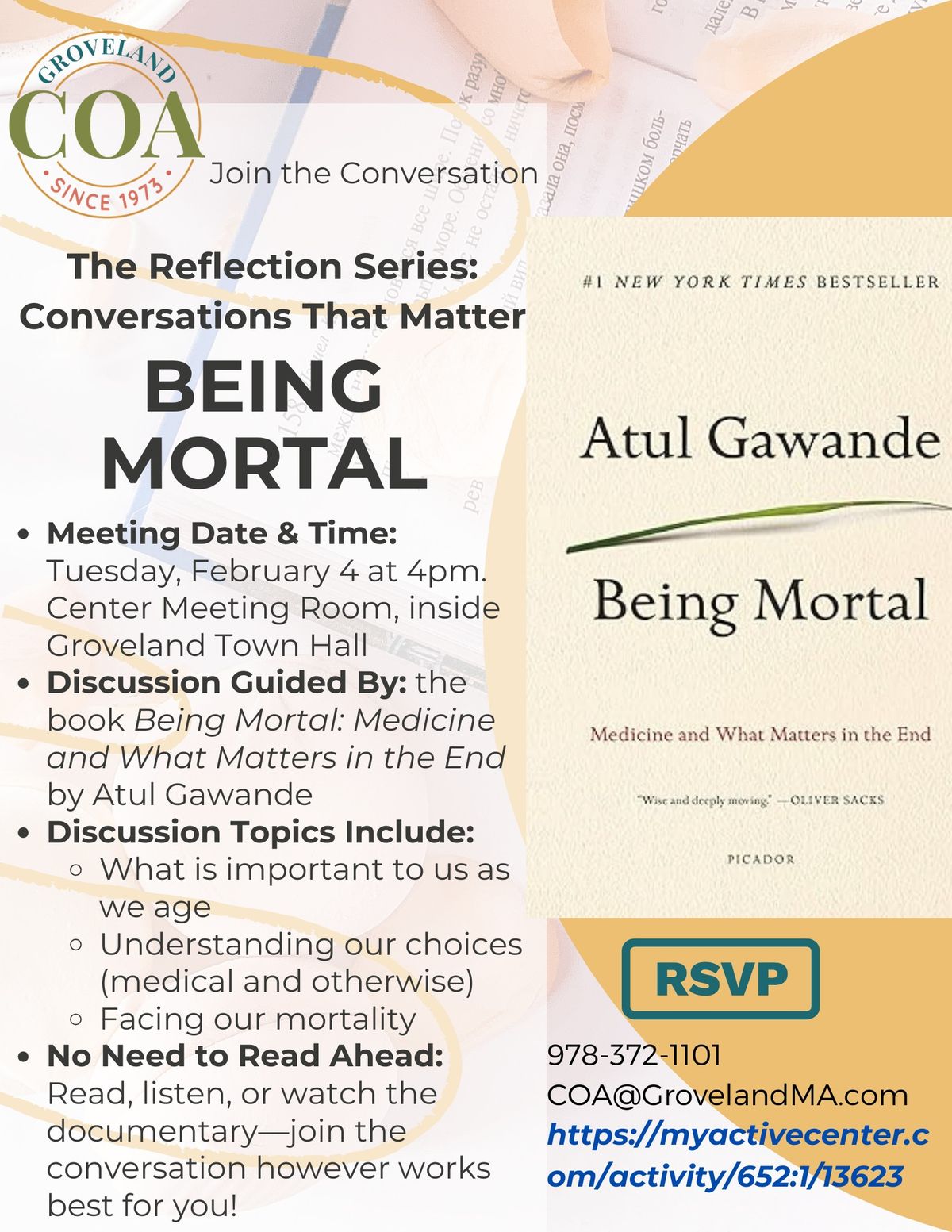 \ud83d\udcac Conversations that Matter: Being Mortal \ud83d\udcac