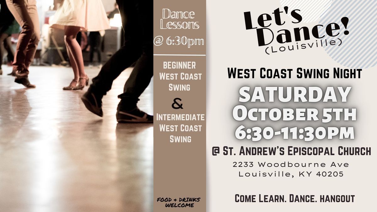 Let's Dance!-West Coast Swing Mix-SATURDAY, October 5th @ St. Andrew's