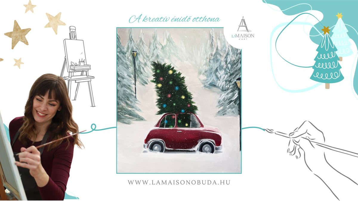 \u00d6r\u00f6mfest\u00e9s \u00d3bud\u00e1n -'Kar\u00e1csonyi Kisaut\u00f3' \/\/ Painting in \u00d3buda - 'Christmas Car'