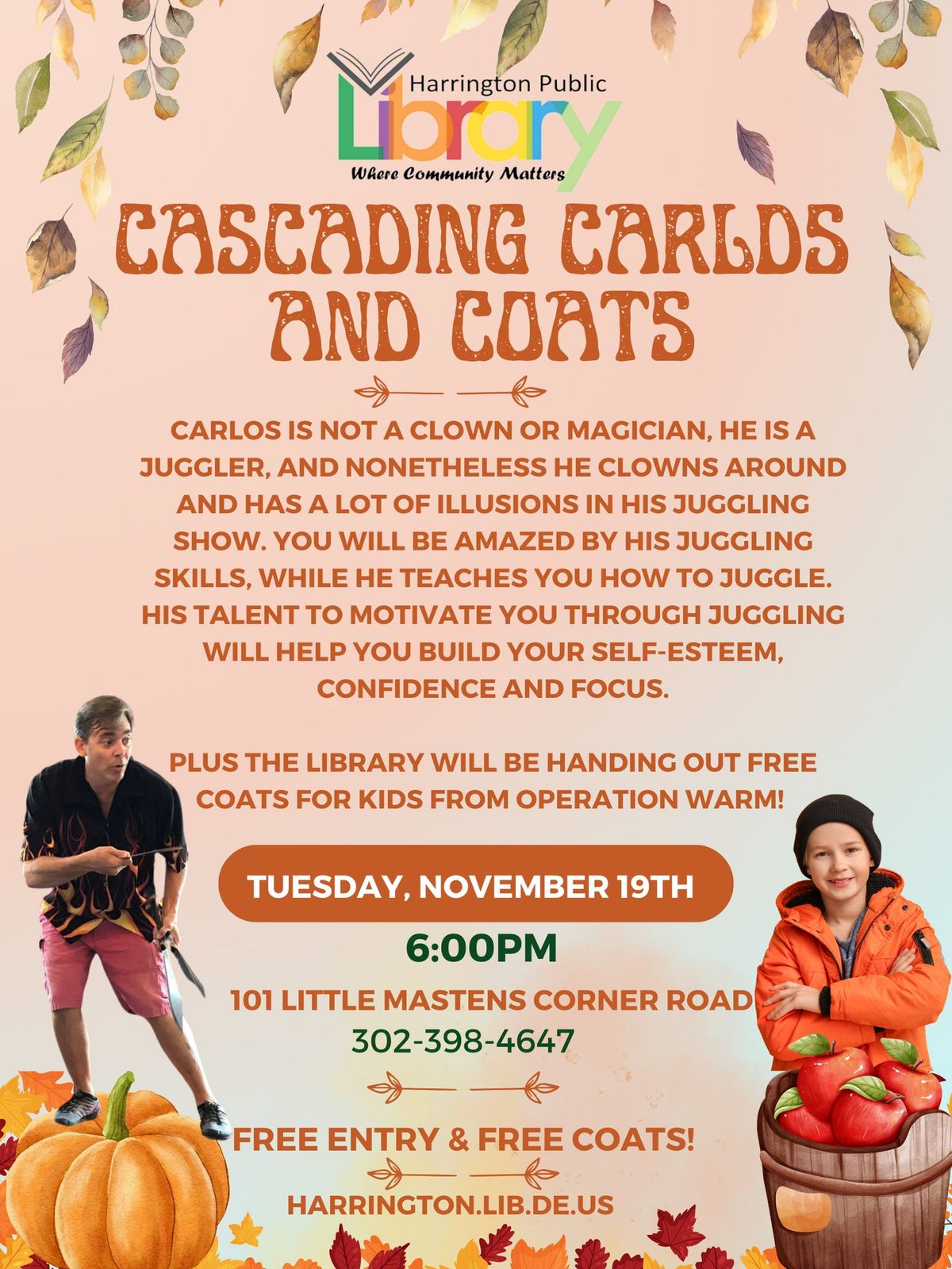 Cascading Carlos Show and Free Coats for Kids 