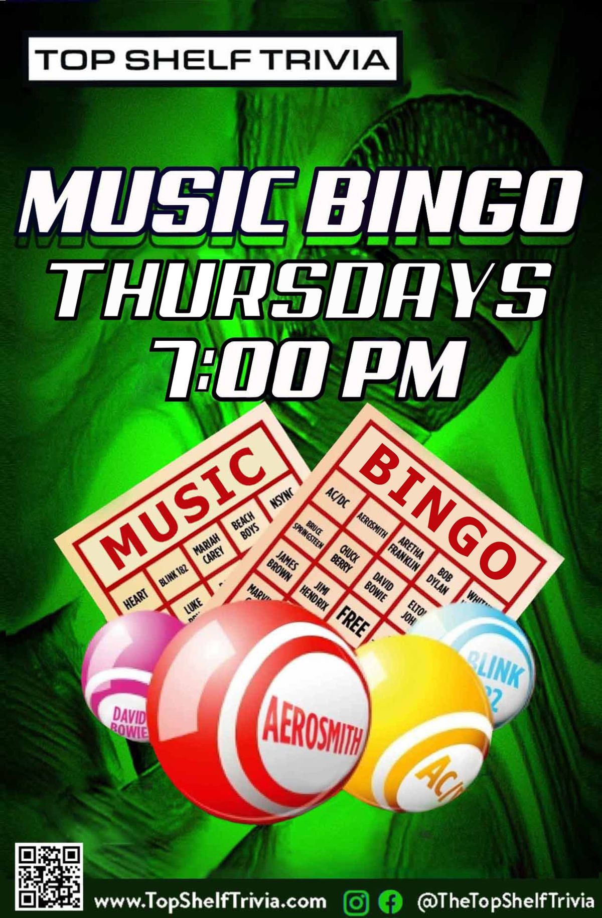 Music Bingo! Prizes! Free To Play! 