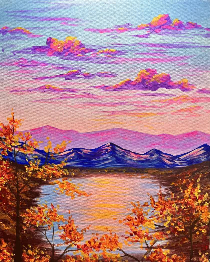 Paint Autumn Sunset with us on $3.00 wine night!