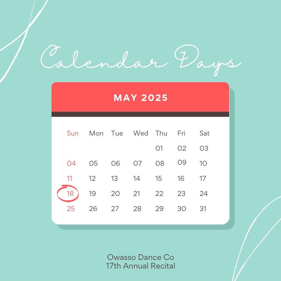 17th Annual Recital: Calendar Days