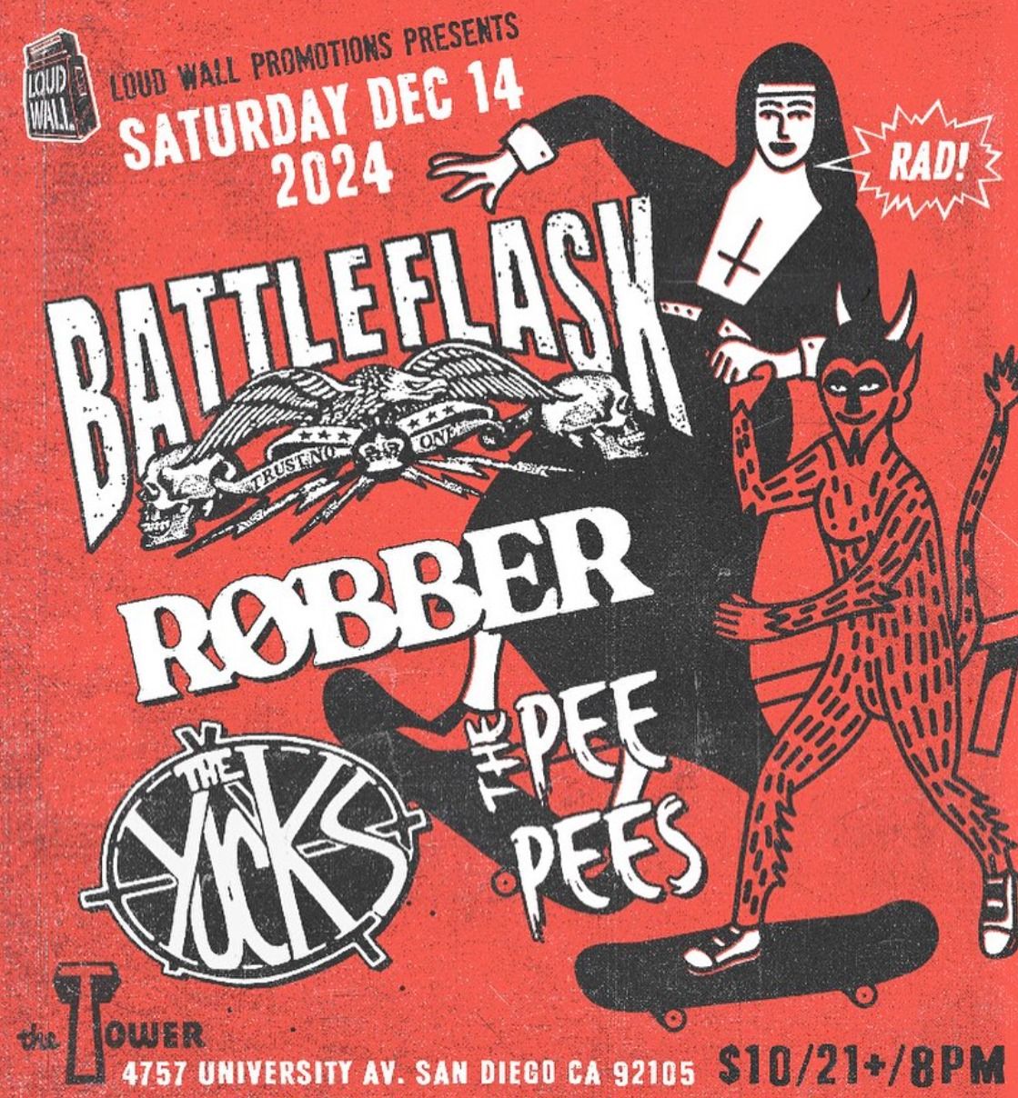 Battle Flask, Robber, The Pee Pees, The Yucks @ The Tower Bar