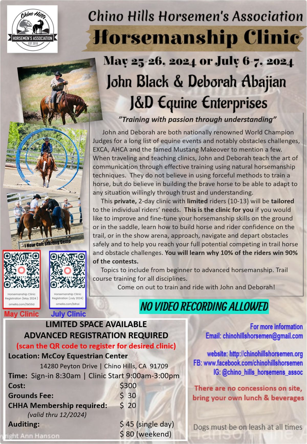 Horsemanship Clinic - May 25-26, 2024