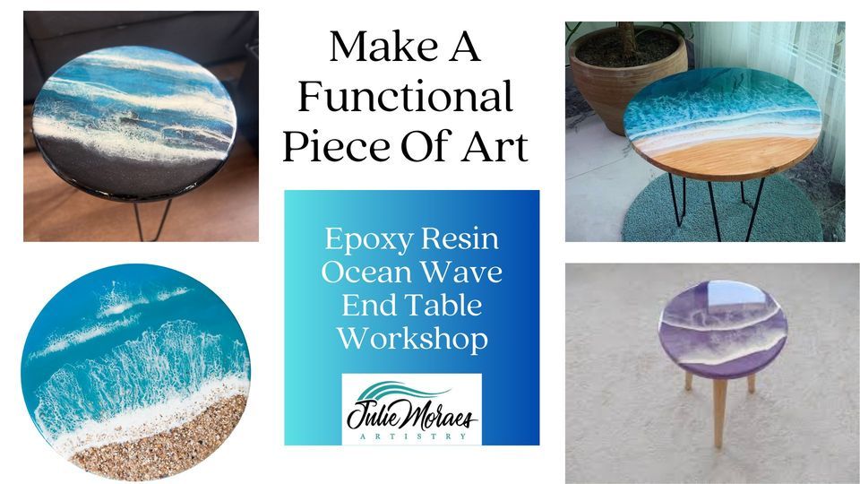 Epoxy Resin Ocean Wave End Table