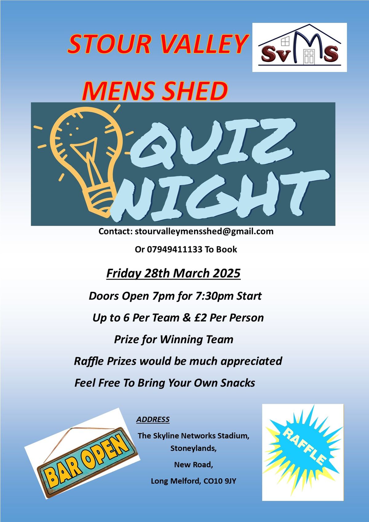 Stour Valley Men's Shed Quiz Night