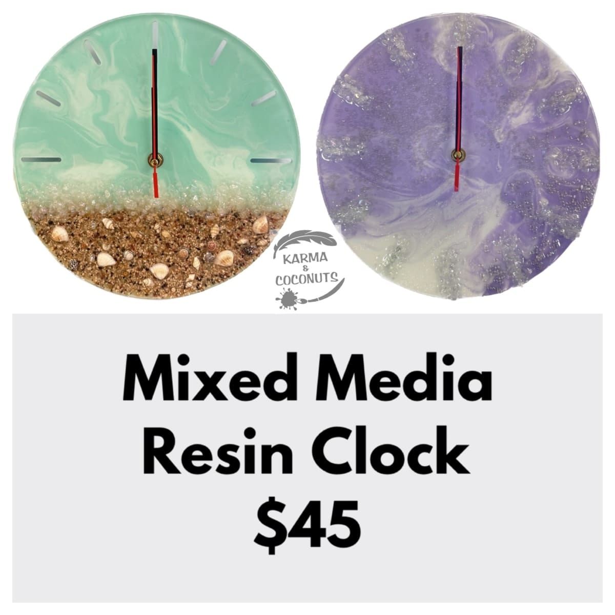 Mixed Media Resin Clock - $45
