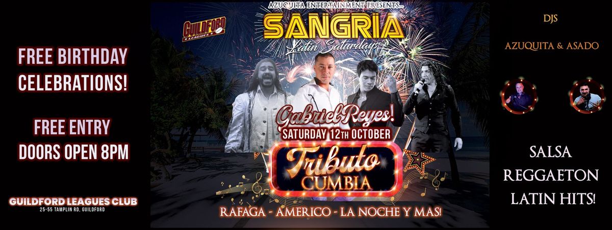 \ud83d\udd25SANGRIA LATIN SATURDAYS\ud83d\udd25GABRIEL REYES \ud83c\udf87TRIBUTO CUMBIA\ud83c\udf87 FREE