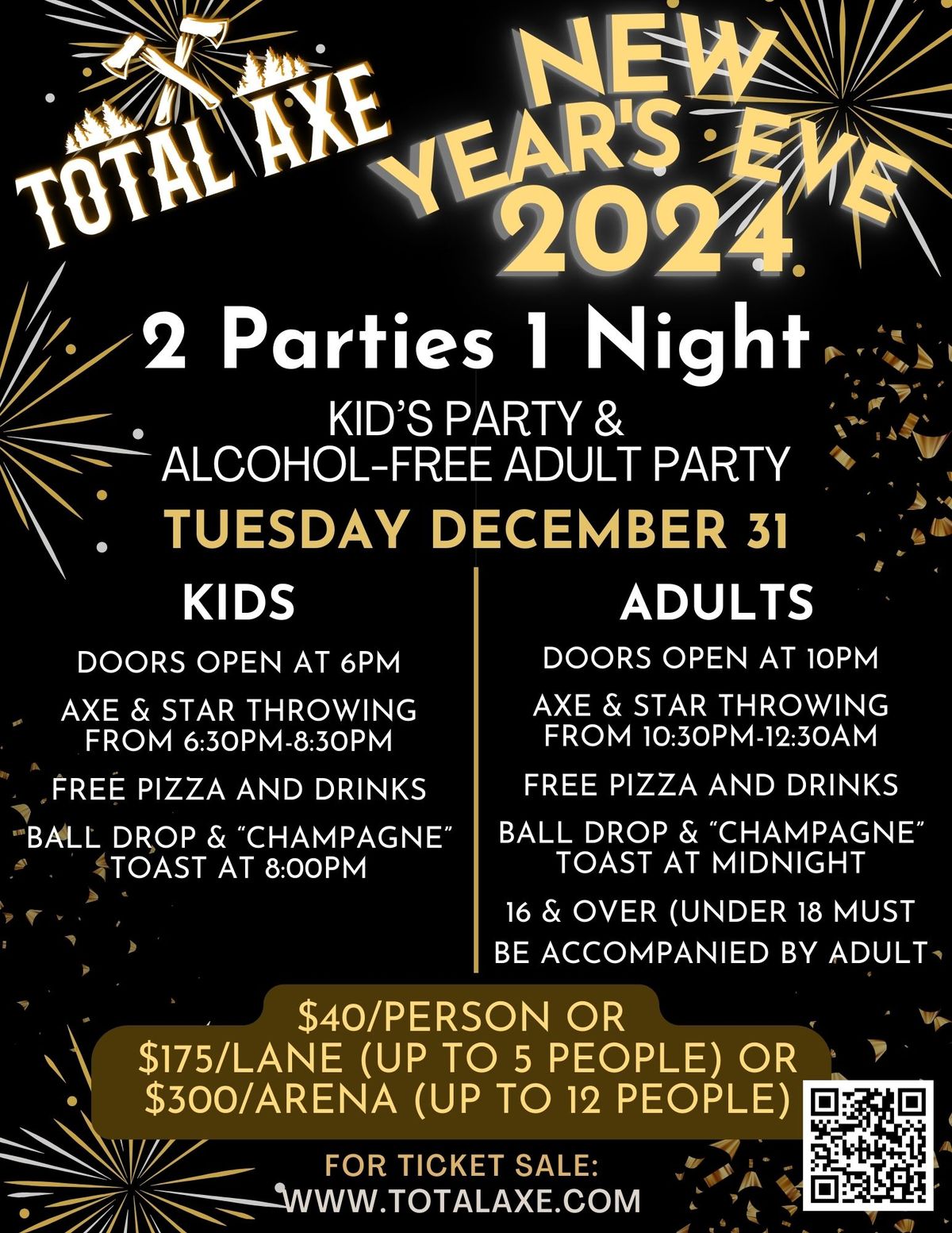 Throw Out the Year Sober & Safe - An Alcohol-Free New Year\u2019s Party at Total Axe