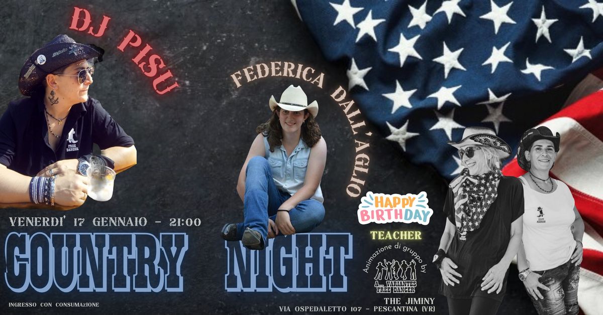 COUNTRY NIGHT \ud83e\udd20 FEDERICA DALL'AGLIO + DJ PISU @ The Jiminy