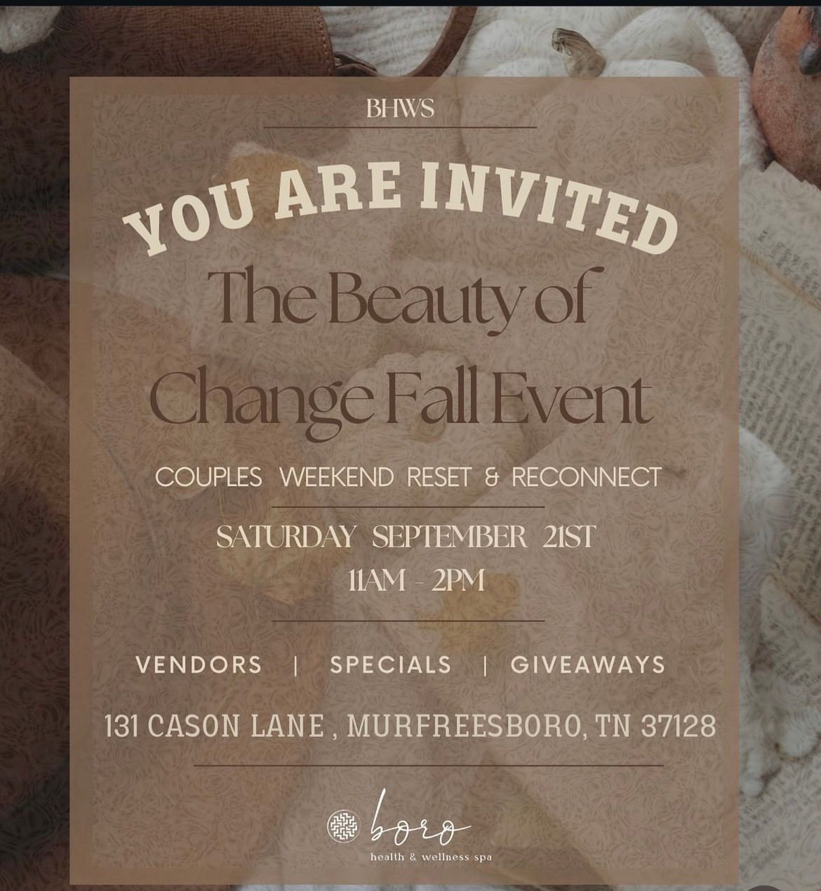 Beauty of Change Fall Event