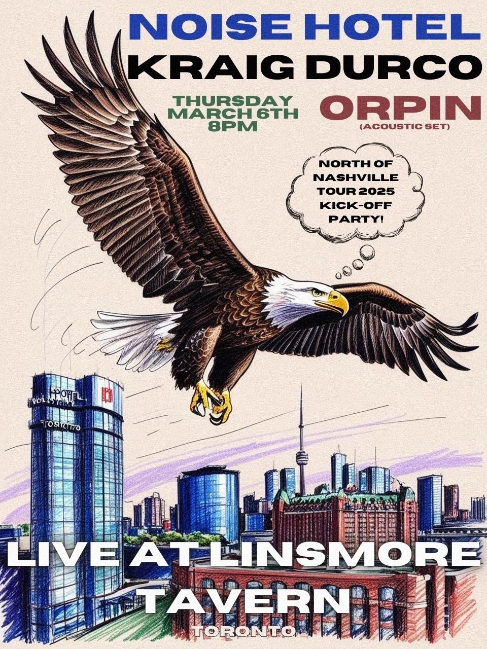 Kraig Durco with Noise Hotel and Orpin Live at the Linsmore Tavern!