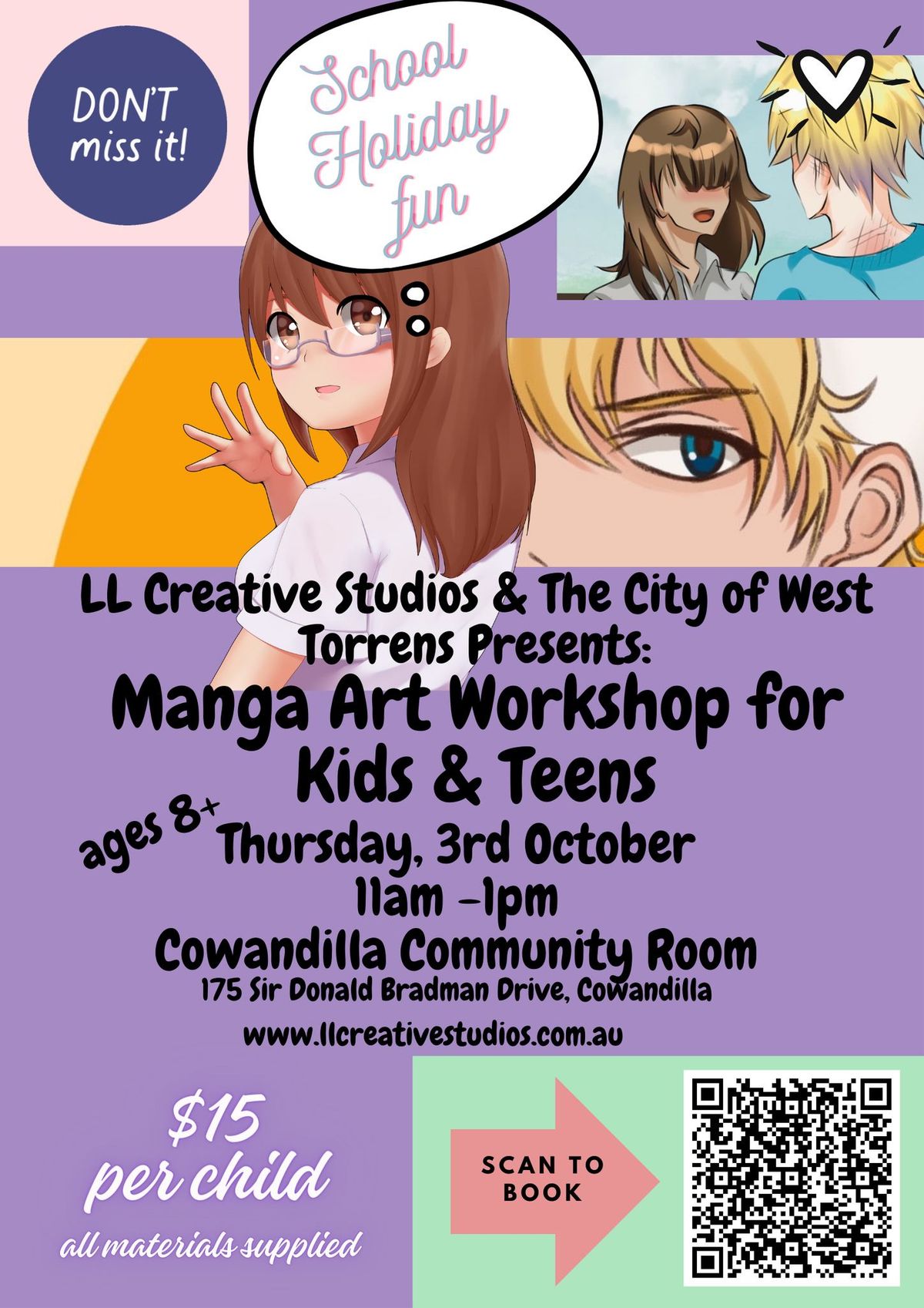 School holidays Fun - Kids & Teens art workshop: Manga Drawing!