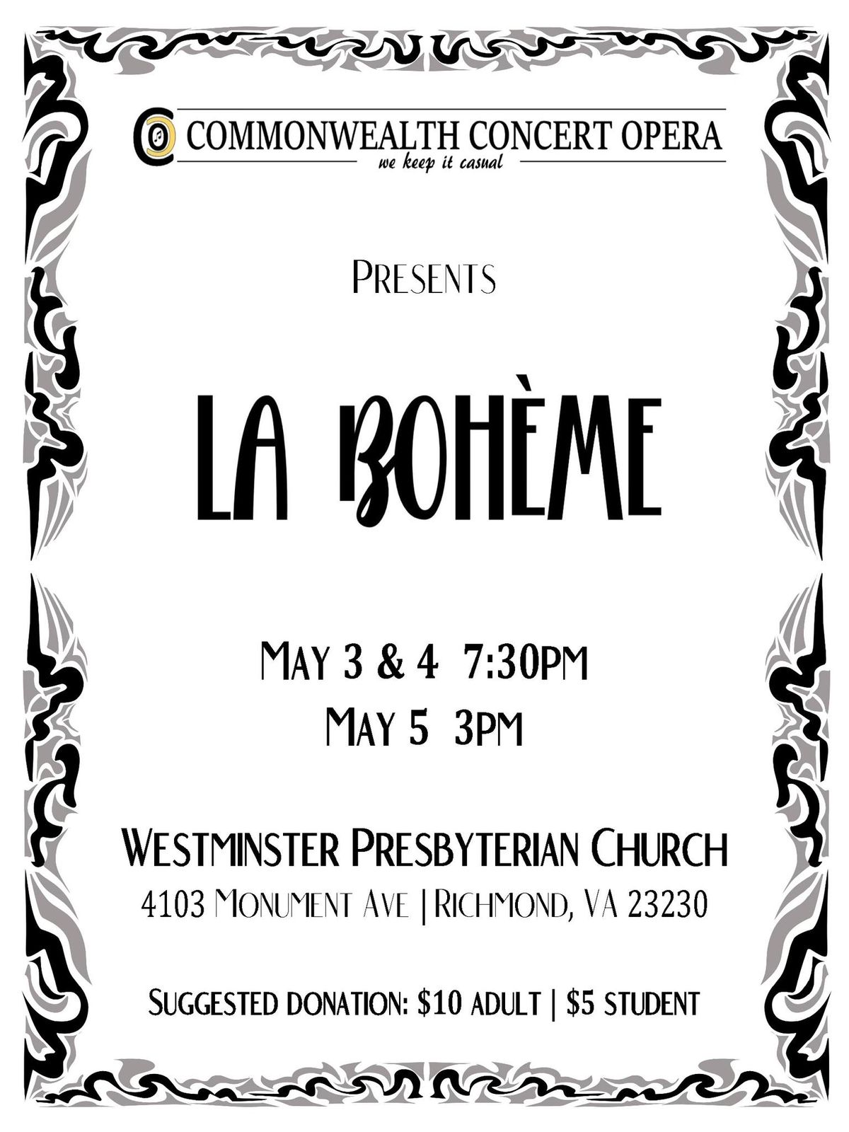 Commonwealth Concert Opera presents "La boh\u00e8me"