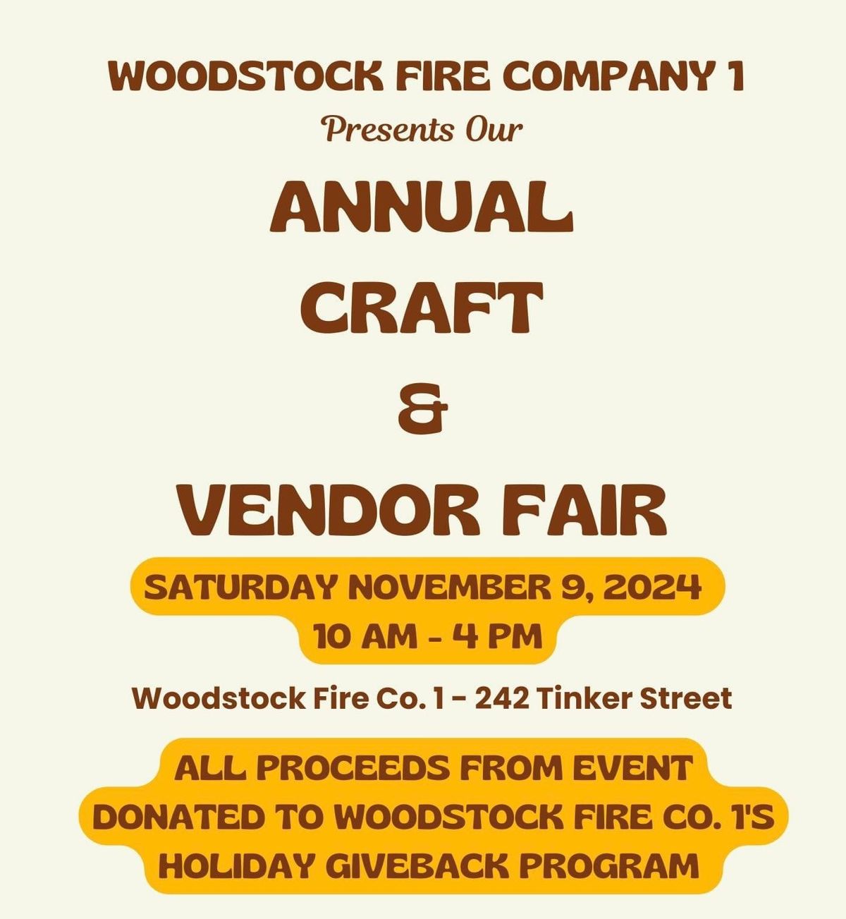 Woodstock Fire Co. 17th Annual Craft and Vendor Fair