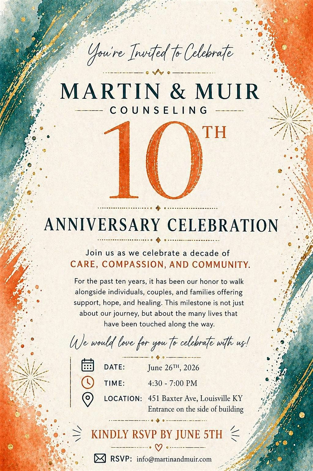 Martin & Muir Counseling 10 Year Anniversary Celebration