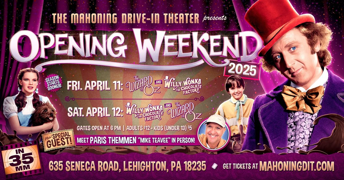 '25 Drive-in Season Opener (Wizard of Oz & Willy Wonka on 35mm)