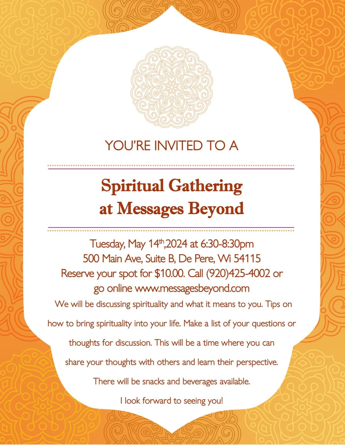 Spiritual Gathering at Messages Beyond
