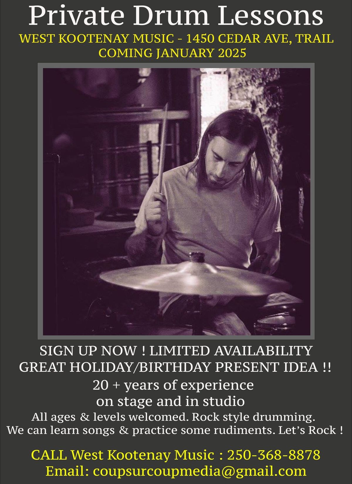 Drum Lessons at West Kootenay Music