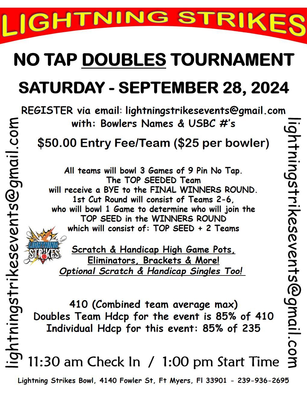 NO TAP DOUBLES Tournament - SEPT