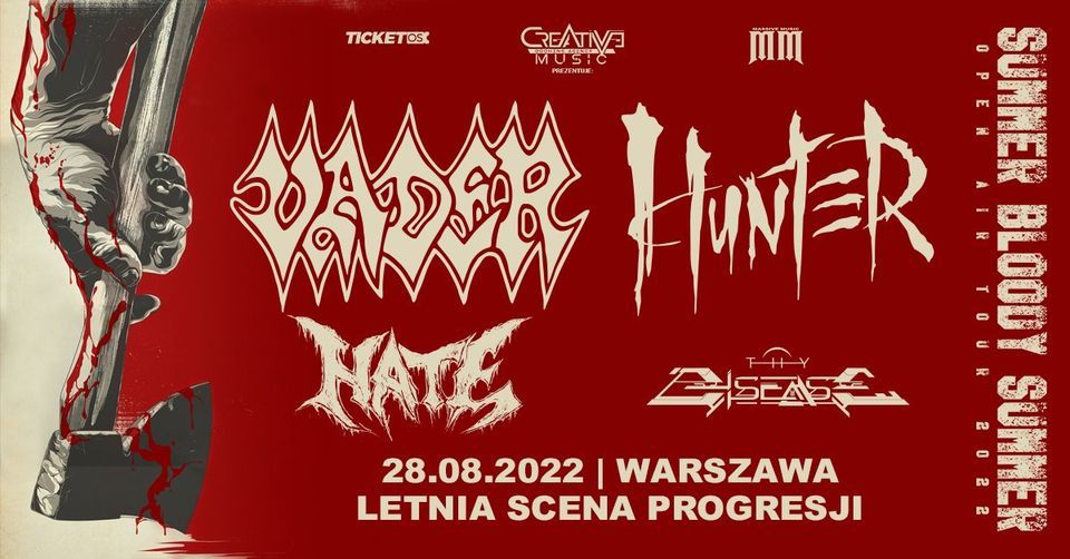 SUMMER BLOODY SUMMER 2022 - VADER, HUNTER, HATE, THY DISEASE - 28.08.2022 - Warszawa \/  Progresja