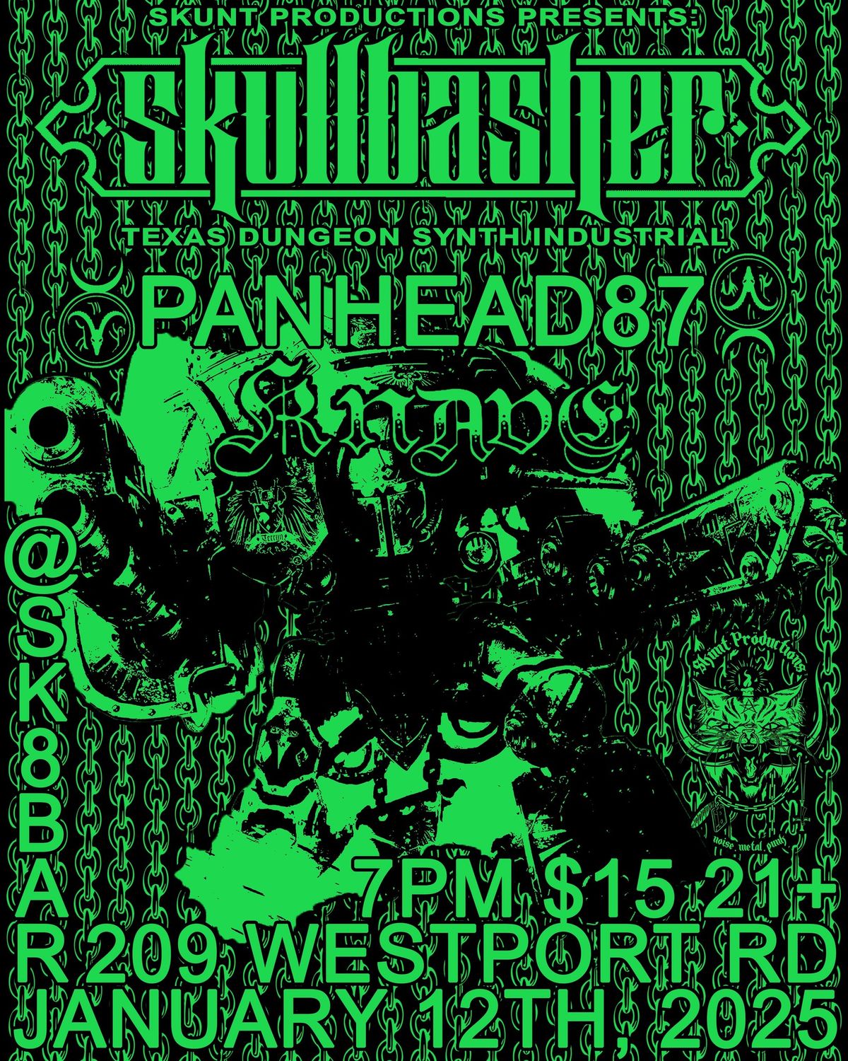 Skullbasher (TX)\/PanHead 87\/Knave (first show) @ Sk8bar