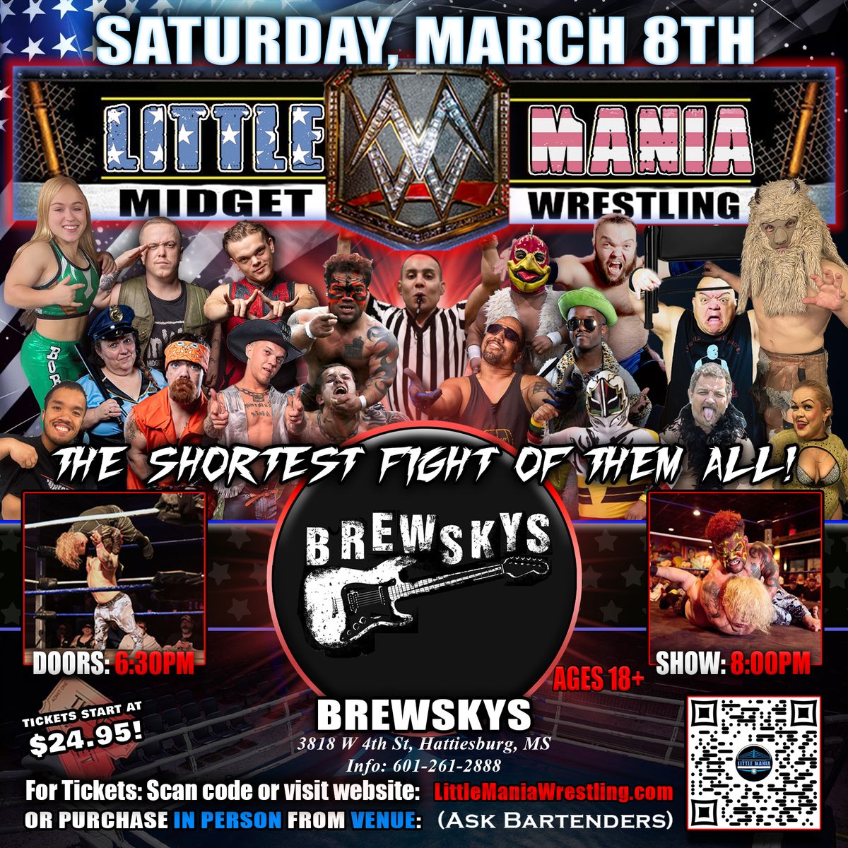 Hattiesburg, MS - Midget Wrestling All * Stars: Little Mania Big Show! @ Brewskys