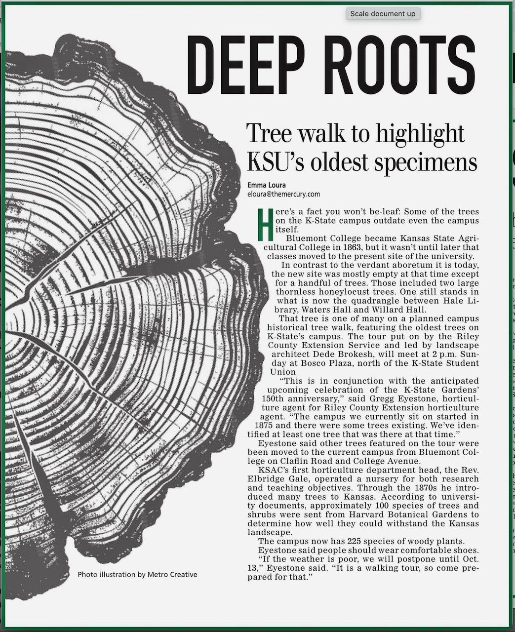 TREE WALK, Riley County Extension Service lead by Dede Brokesh, landscape architect and AAUW member.