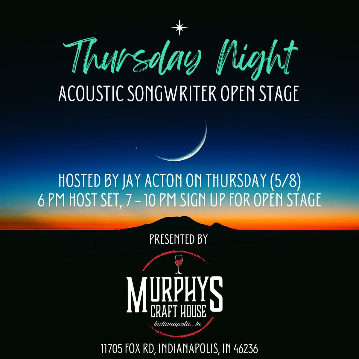 Thursday Night Acoustic Songwriter's Open Stage at Murphy's Craft House (5\/8)