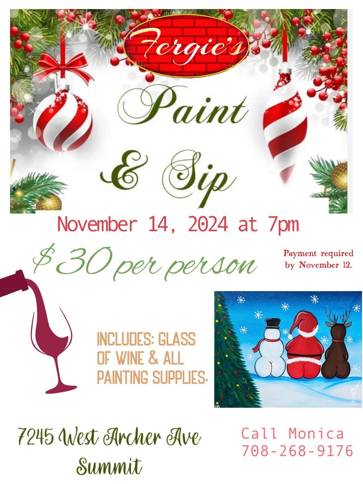 HOLIDAY PAINT & SIP @ FERGIE'S!!!!