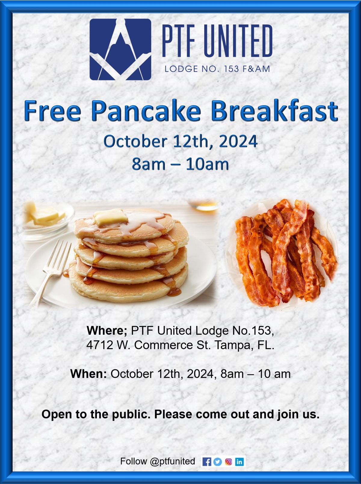 Free Pancake Breakfast - Hosted by PTF United Lodge No. 153