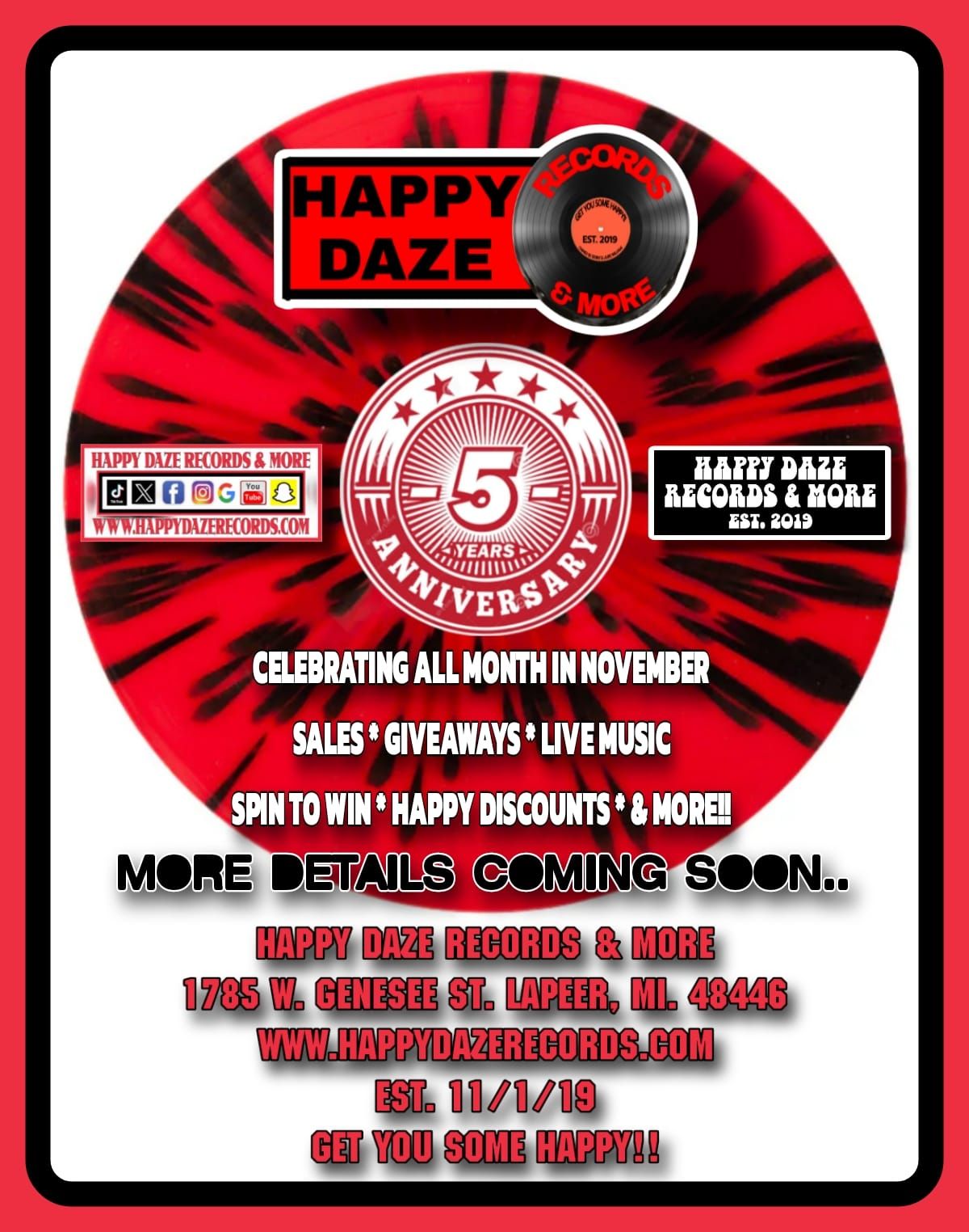 HAPPY DAZE RECORDS 5 YEAR BASH!