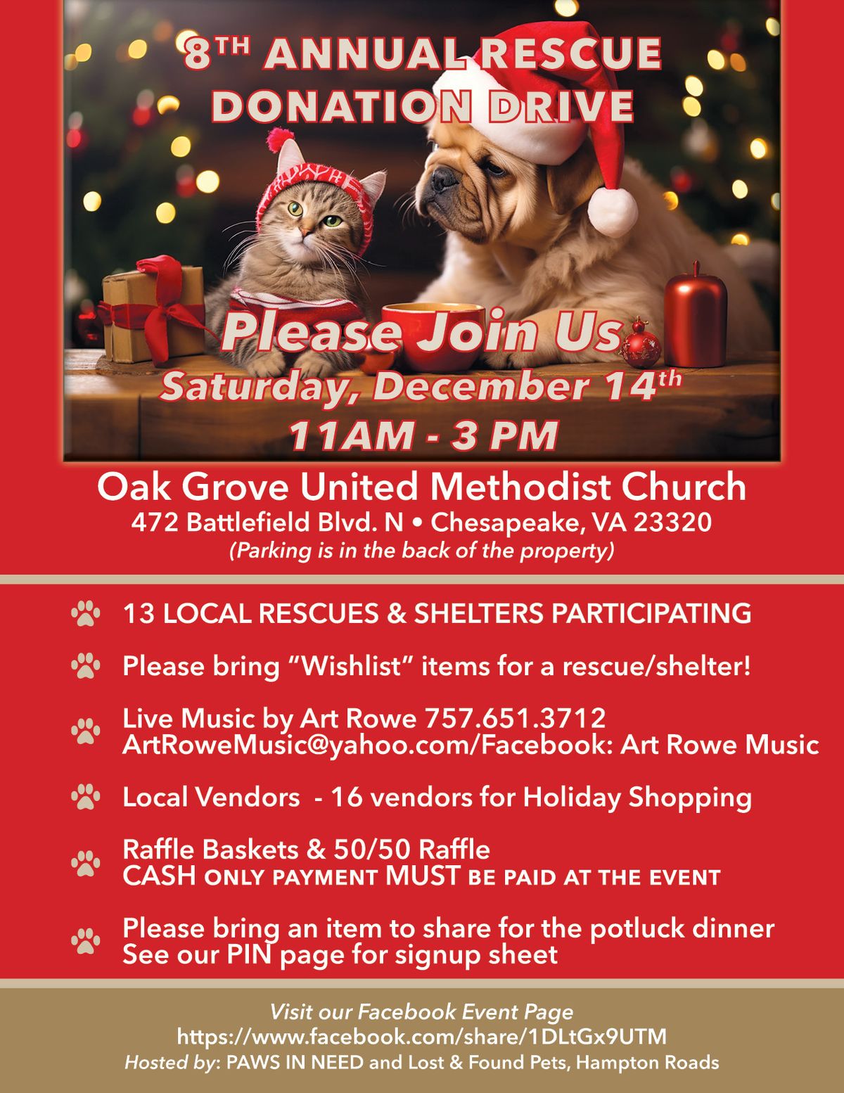 8th Annual  Rescue Christmas Event , vendor show, & Potluck