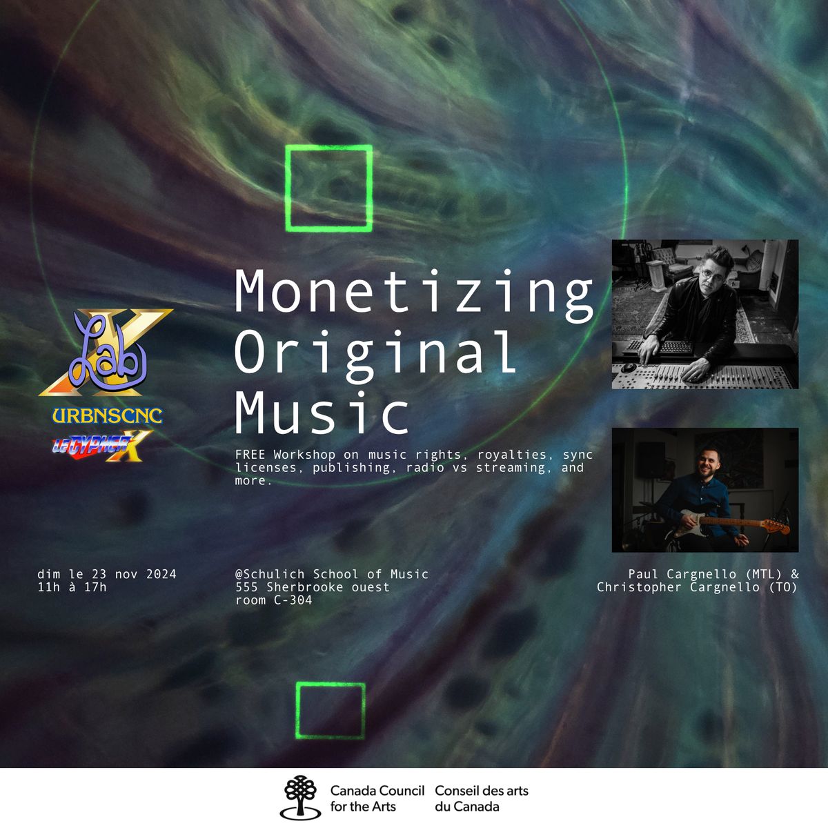 LabX: Monetizing Original Music @McGill w\/ Paul & Christopher Cargnello (MTL + TO)