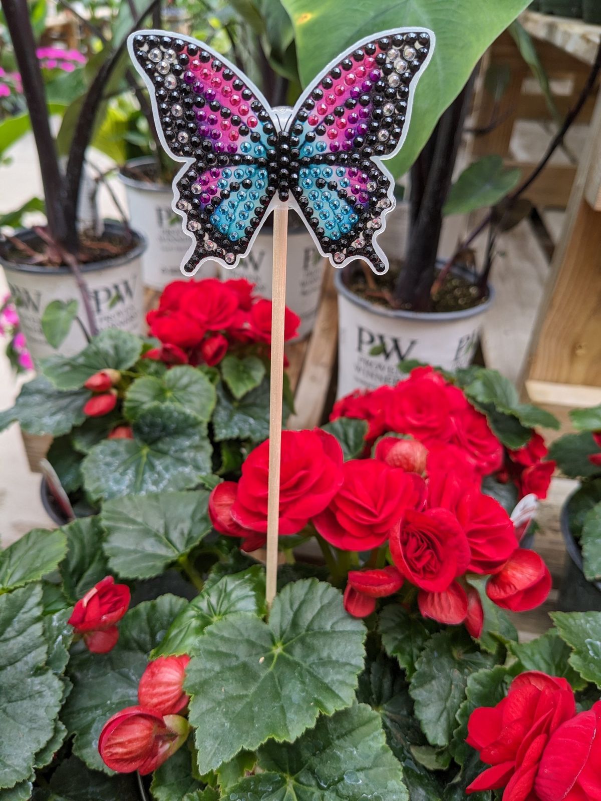 Butterfly Diamond Dot Plant Stake 