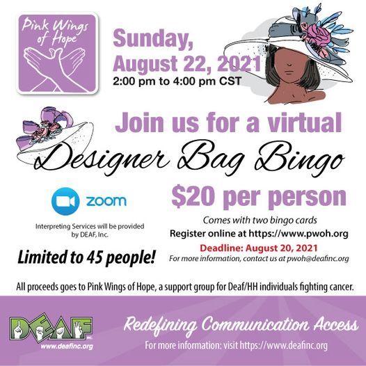 Designer Bag Bingo- August 28th, 2021