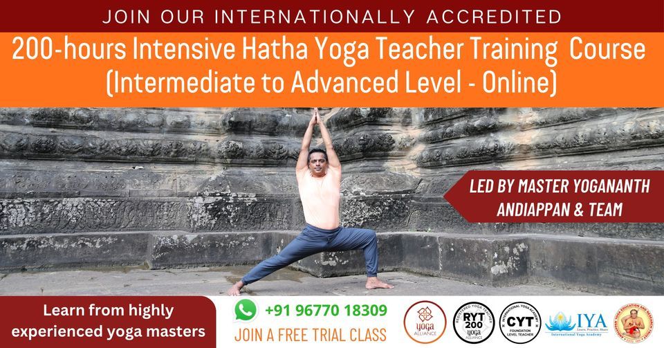 200-hours Intensive Hatha Yoga Teacher Training Course - Online (Intermediate to Advanced Level)