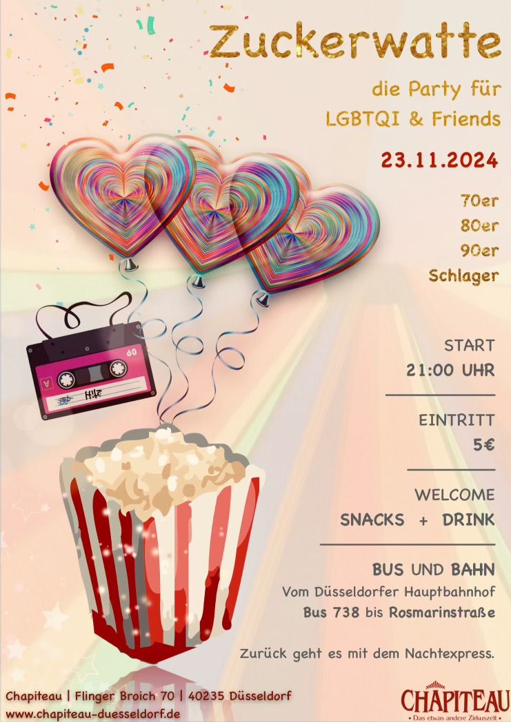 Zuckerwatte! Die Party f\u00fcr LGBTQI & Friends