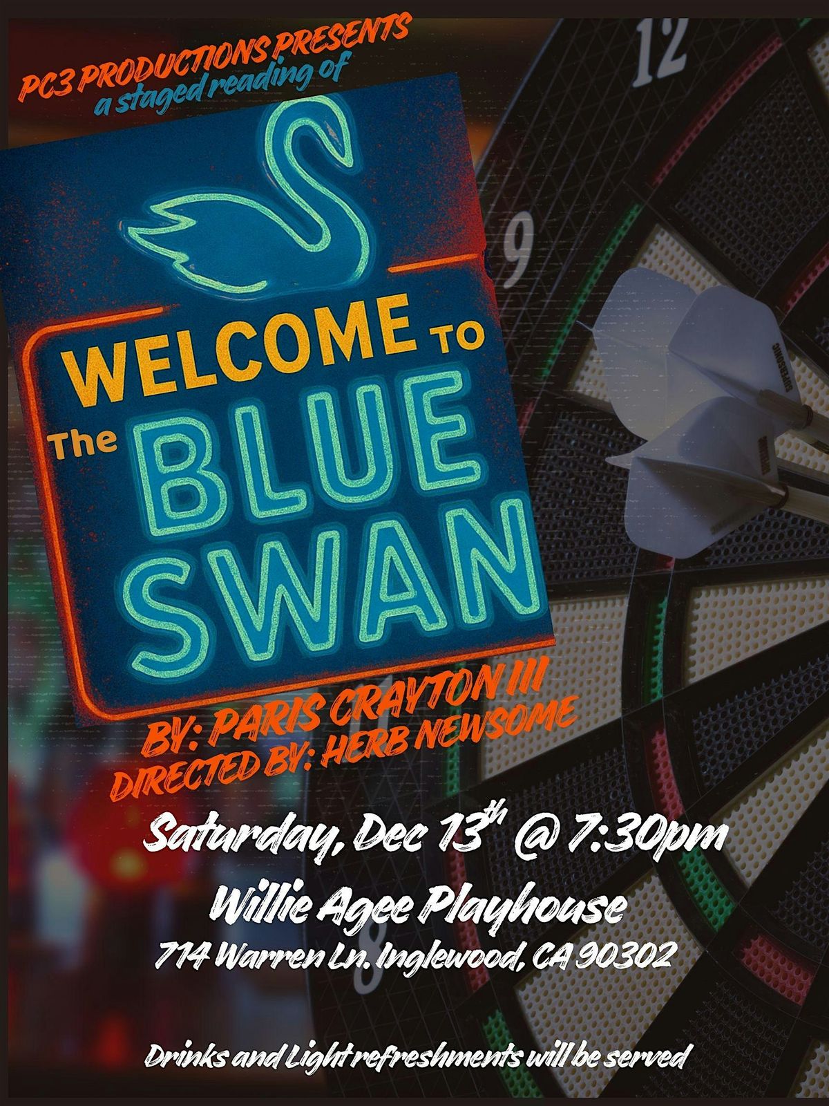 A staged reading of Welcome to the Blue Swan by Paris Crayton III