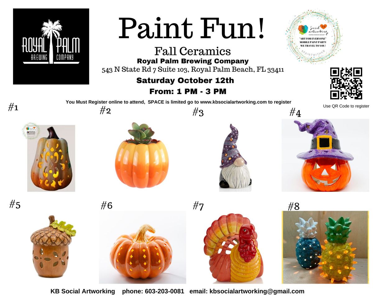 Fall Ceramics Royal Palm Brewing Company Saturday October 12th   From: 1 PM - 3 PM