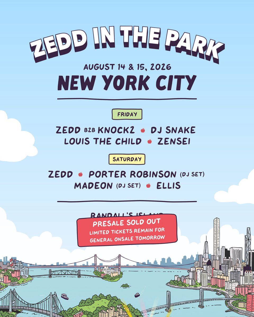 2026 Zedd in the Park - Saturday at Randalls Island