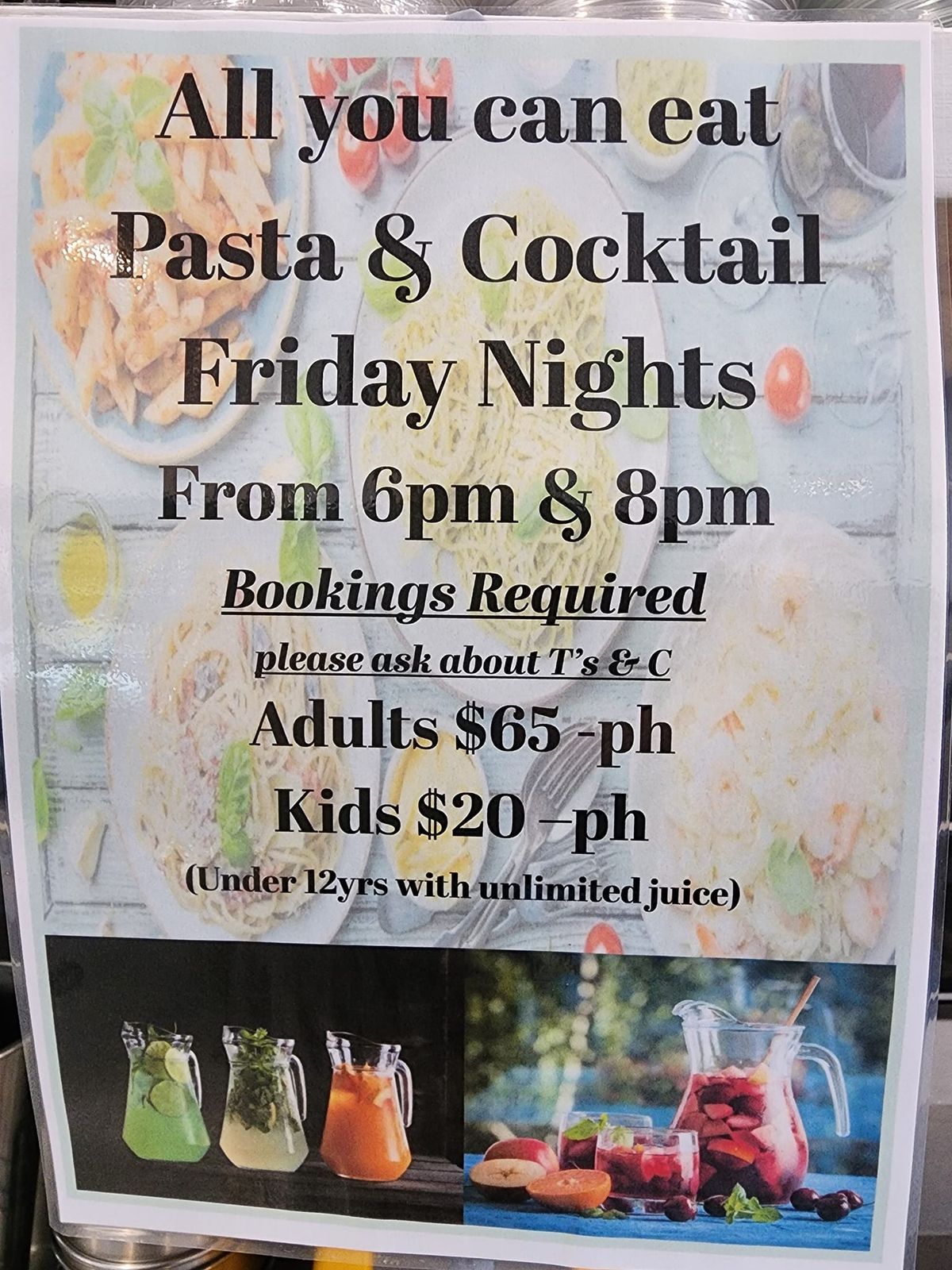 Friday Bottomless Pasta & Cocktail Nights