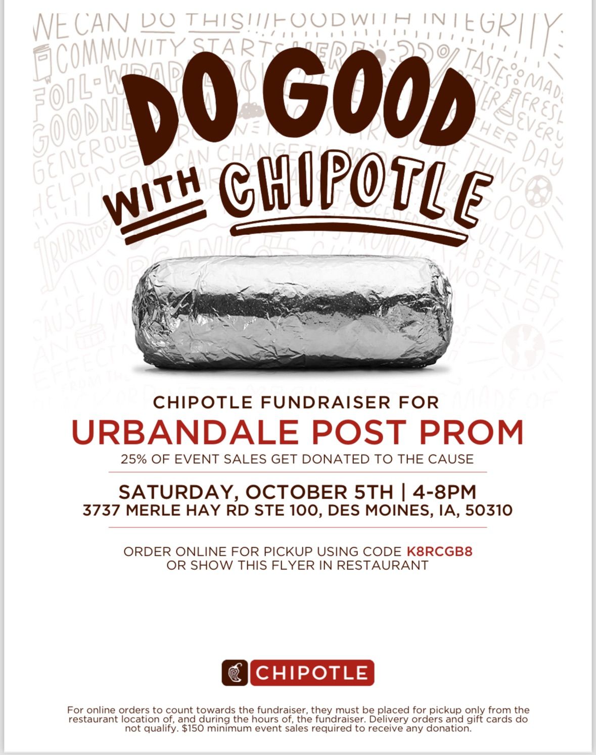 UHS Post Prom Chipotle Fundraiser