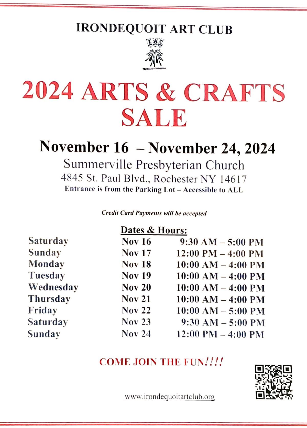 Irondequoit Art Club Arts&Crafts Sale