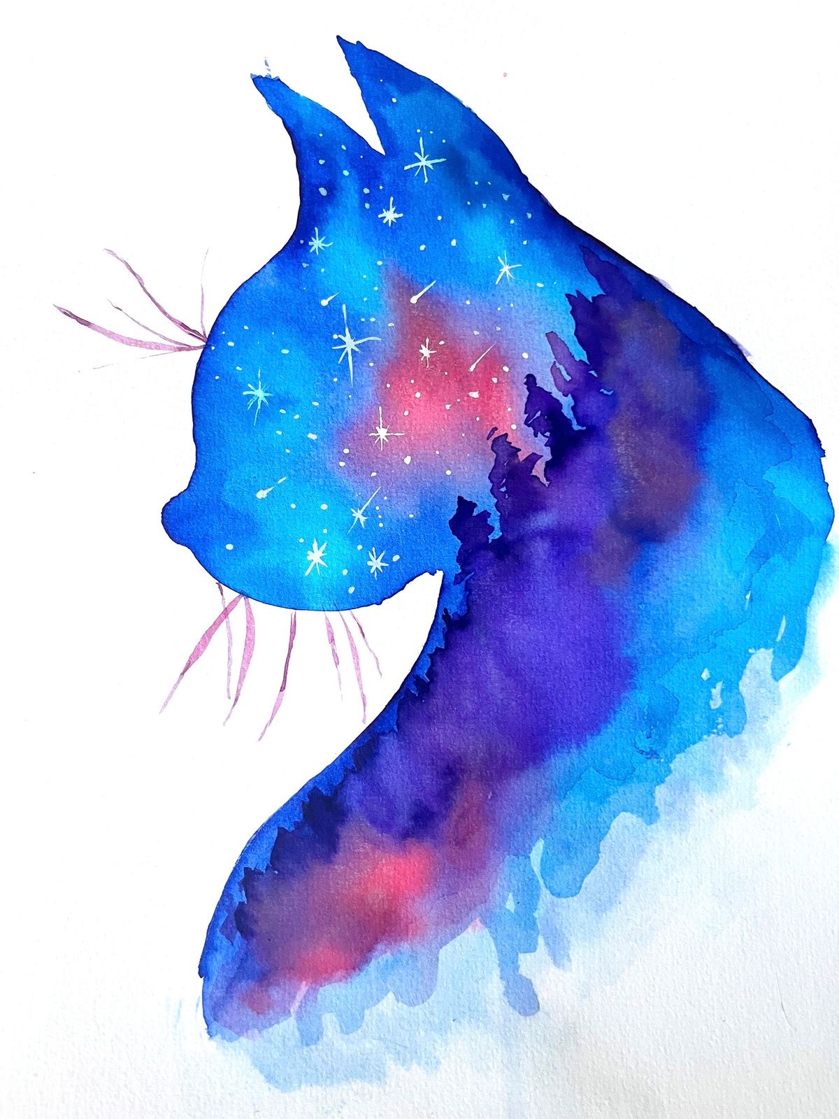 Watercolour and Wine Night in Wellington - Midnight Kitty