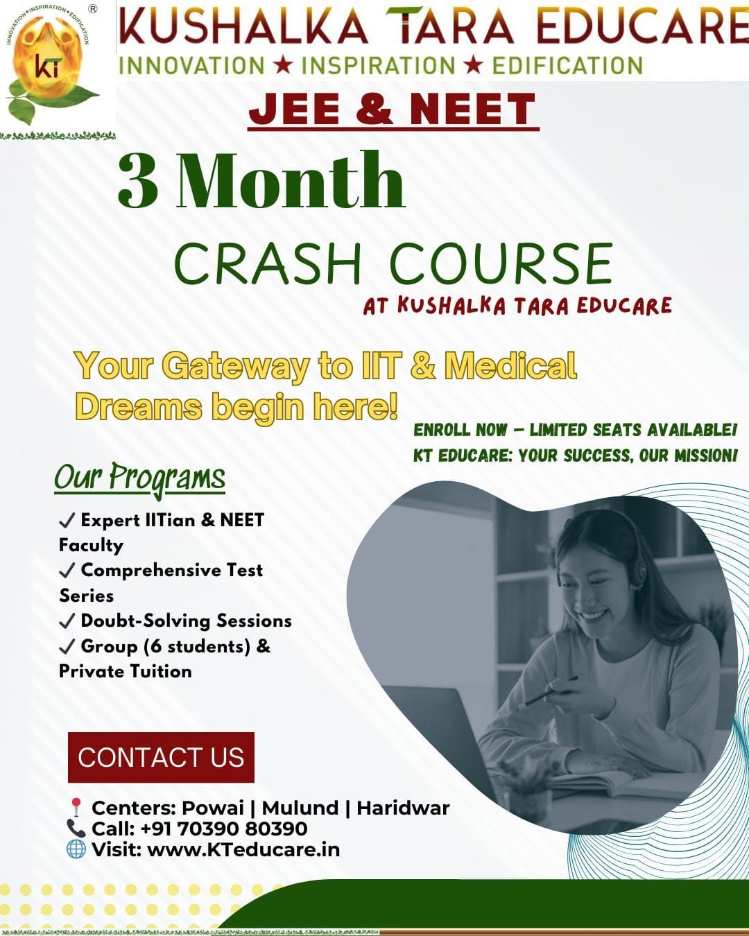 Ace Your JEE & NEET Prep with KT Educare\u2019s 3-Month Crash Course!